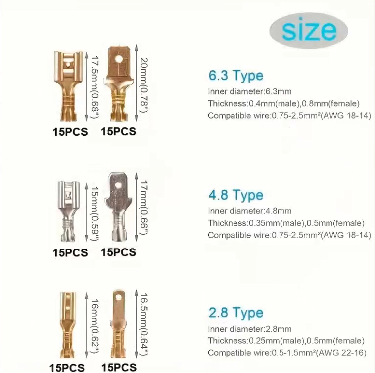 150pcs Male And Female Spade Wire Terminals