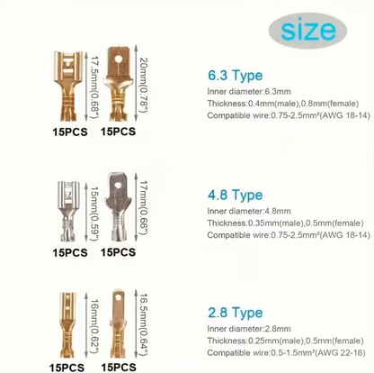 150pcs Male And Female Spade Wire Terminals