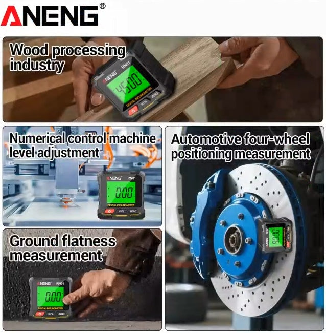 360 Digital Angle Finder Magnetic Inclinometer Mini Protractor Slope Level Gauge