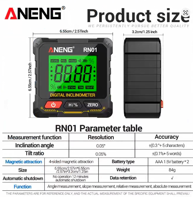 360 Digital Angle Finder Magnetic Inclinometer Mini Protractor Slope Level Gauge