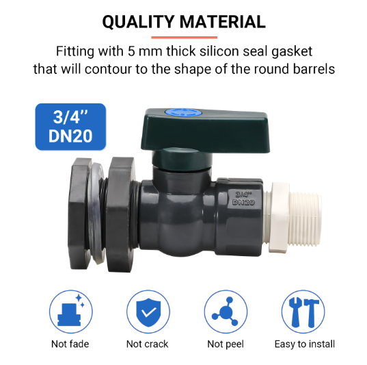 Rain Bucket Faucet Kit with Hole Saw 4pcs PVC Partition Fitting