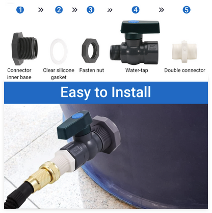 Rain Bucket Faucet Kit with Hole Saw 4pcs PVC Partition Fitting