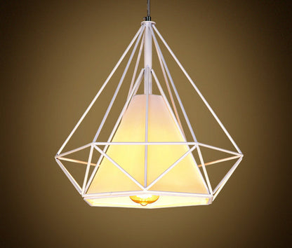 WHITE 28x28CM Diamond Shape Pendant Light Hanging Lamp