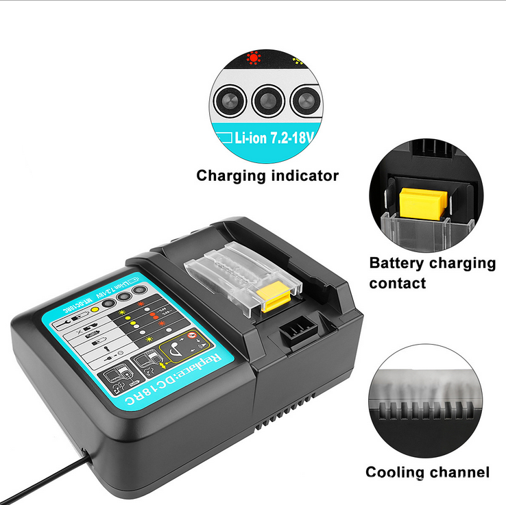 For Makita DC18RC 14.4V - 18V 3A Lithium Rapid Battery Charger - BL1850B BL1860B