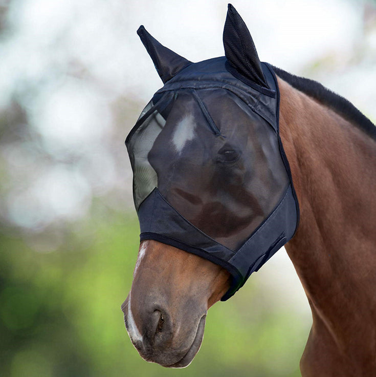 L Pony Cob Horse Fly Mask Mesh Veil Hood Eye Ear Protective Cover Anti-Mosquito - salelink.co.nz