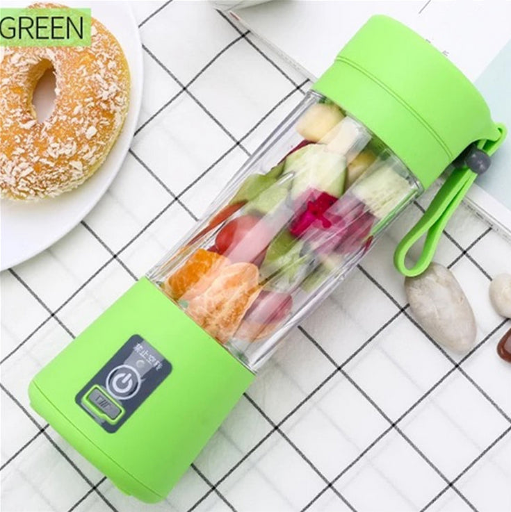 GREEN Portable Electric Juicer Bottle Blender Mixer with 6 Vanes