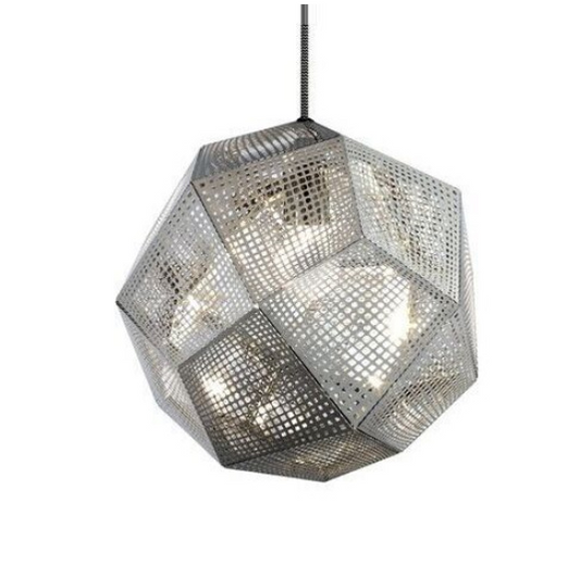 Metal Pendant Light Geometric Silver Lamp Shade Hanging - salelink.co.nz