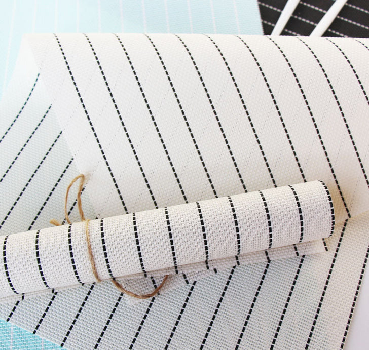 Pack of 4 Stripe Placemats Tableware Pad Dining - White - salelink.co.nz