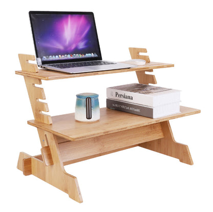 Stand Up Desk Bamboo Adjustable Workstation for PC Laptop