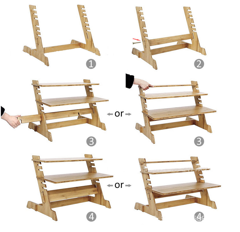 Stand Up Desk Bamboo Adjustable Workstation for PC Laptop