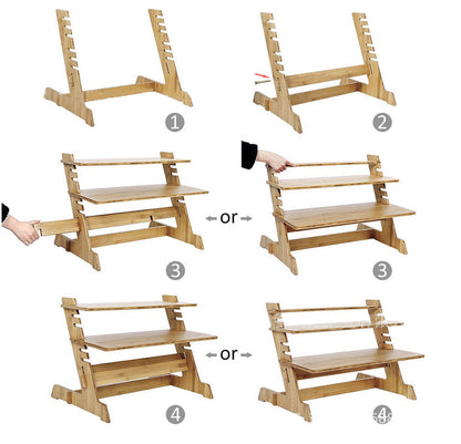 Stand Up Desk Bamboo Adjustable Workstation for PC Laptop