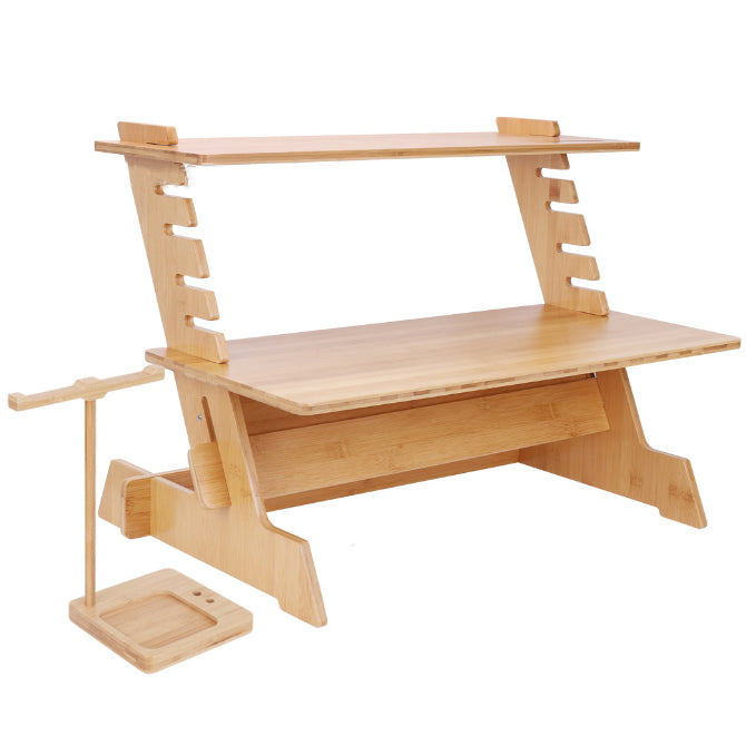 Stand Up Desk Bamboo Adjustable Workstation for PC Laptop
