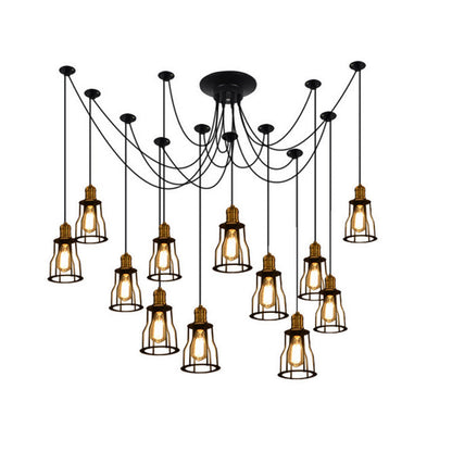 12 Heads Ceiling Lamp Vintage Industrial Cage Light
