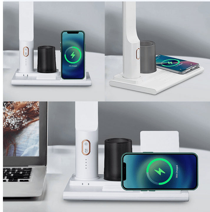Desk Lamp with Wireless Charging and Pen Holder White