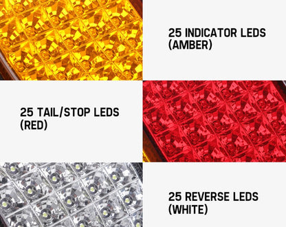 2x LED Tail Lights Stop Indicator Reverse 12V Ute Trailer Caravan Truck - salelink.co.nz