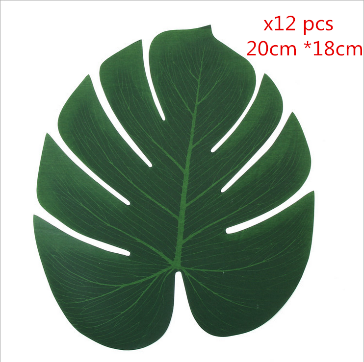 12x Artificial Hawaiian Luau Tropical Beach Party Leaf Jungle Palm Decoration - salelink.co.nz