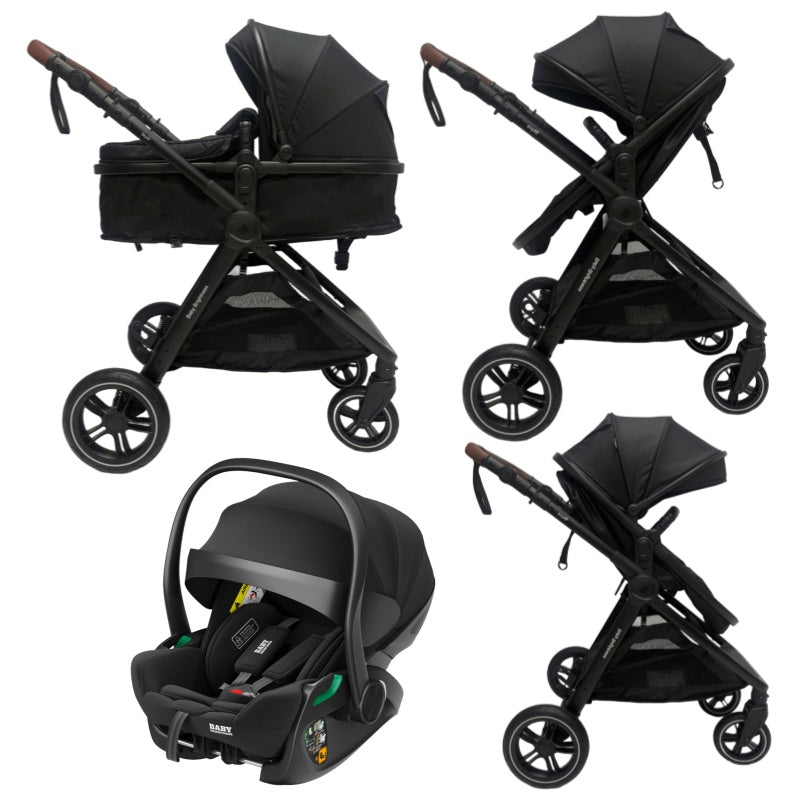 Skyra 2-in-1 Newborn Pram & Bassinet Stroller and Reclining Car Seat (Black)