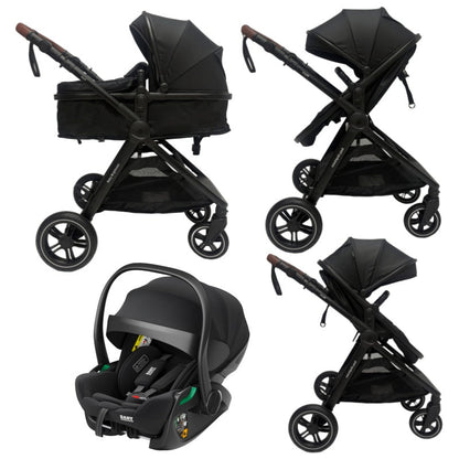 Skyra 2-in-1 Newborn Pram & Bassinet Stroller and Reclining Car Seat (Black)