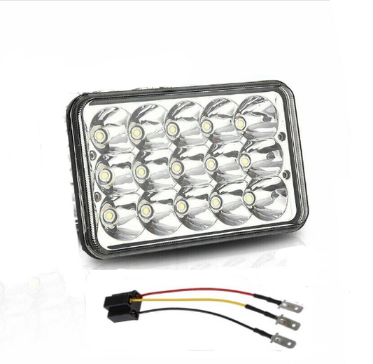 45W LED Headlight Replace Projector Rectangular Headlamp