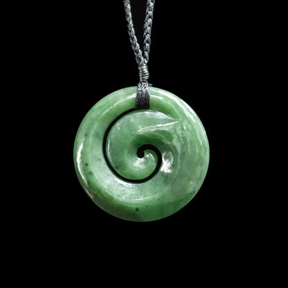 large Koru, closed form, hand-crafted jade pendant
