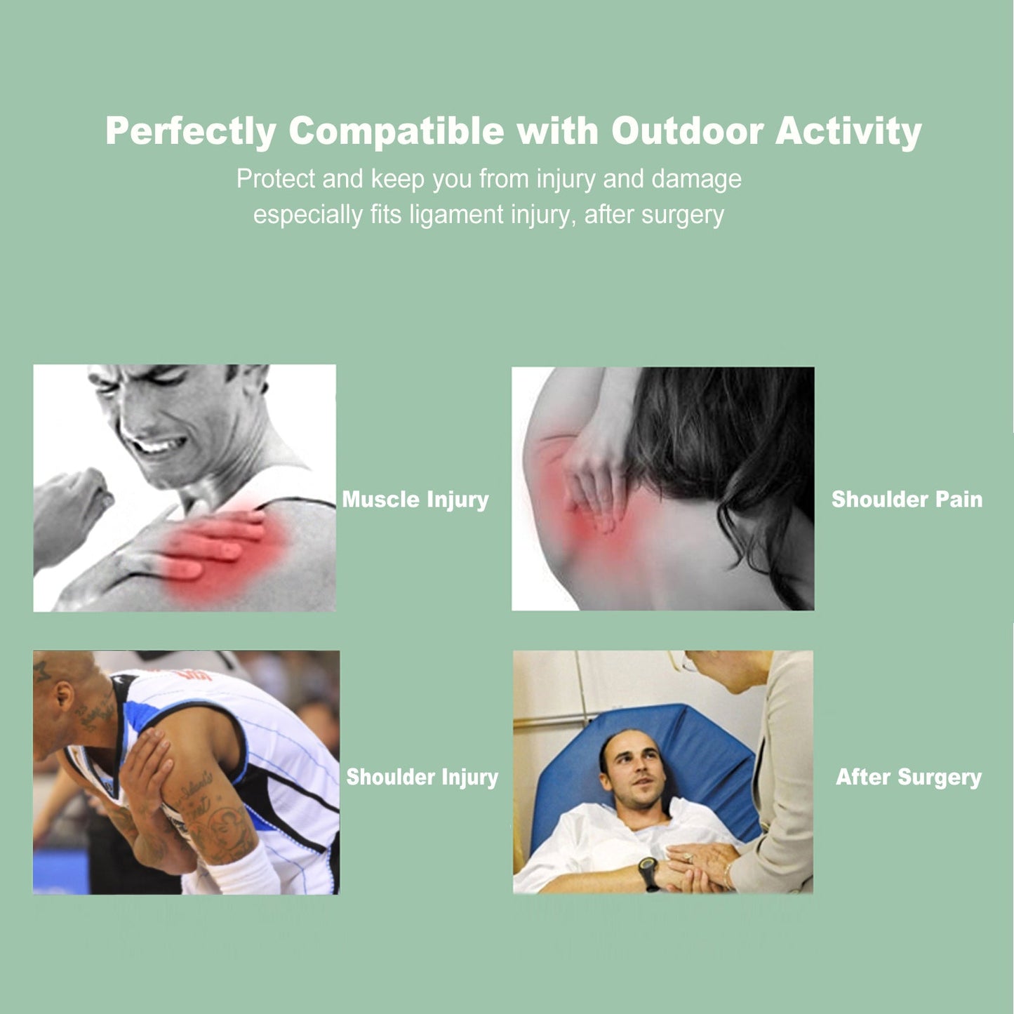 Right Shoulder Adjustable Support Brace Compression Strap Heat Patch Protection Sports