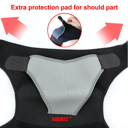 Right Shoulder Adjustable Support Brace Compression Strap Heat Patch Protection Sports