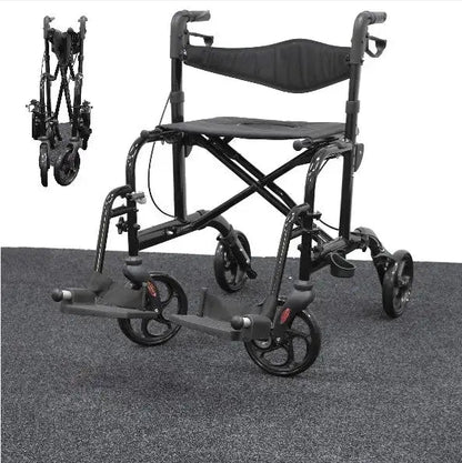 Transport Four Wheel  Rollator (RO533) Black Colour - Babyonline