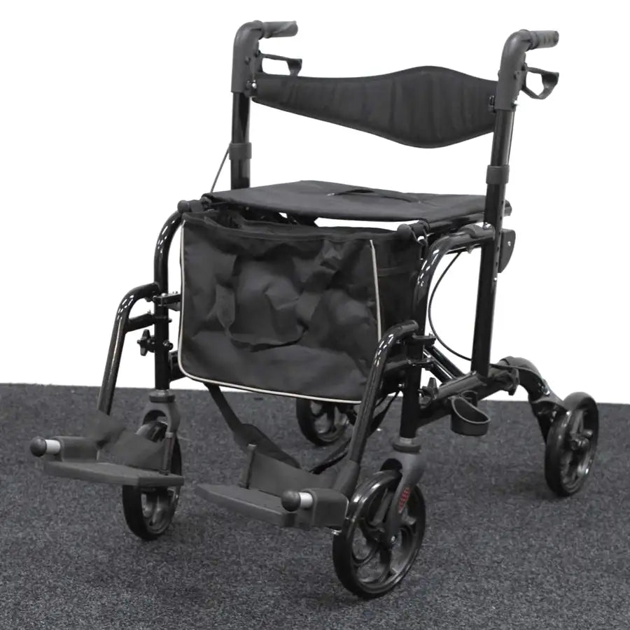Transport Four Wheel  Rollator (RO533) Black Colour - Babyonline