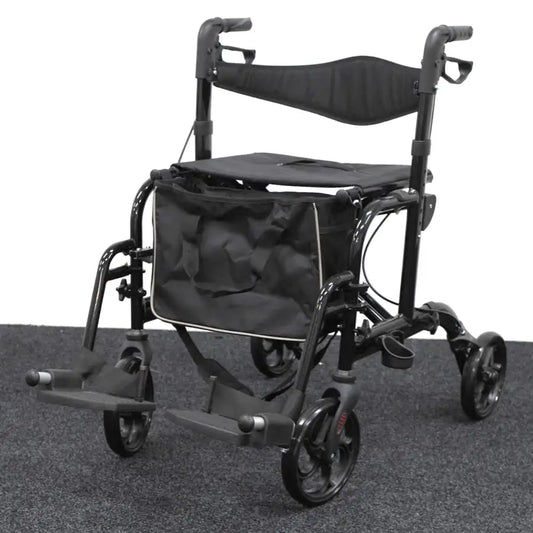 Transport Four Wheel  Rollator (RO533) Black Colour - Babyonline