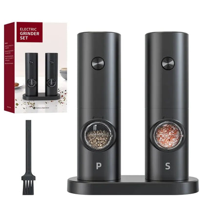 Automatic Gravity Salt & Pepper Grinder – LED Light Adjustable Mill