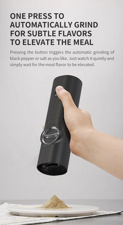 Automatic Gravity Salt & Pepper Grinder – LED Light Adjustable Mill