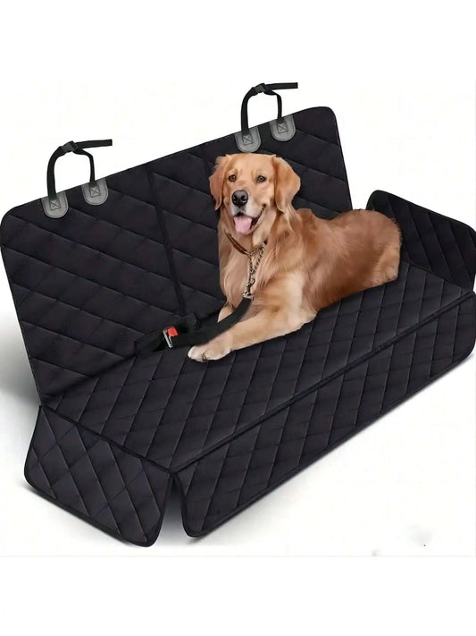 Waterproof Dog Car Seat Cover – Quilted Back Seat Protector with Side Flaps & Seat Belt Openings