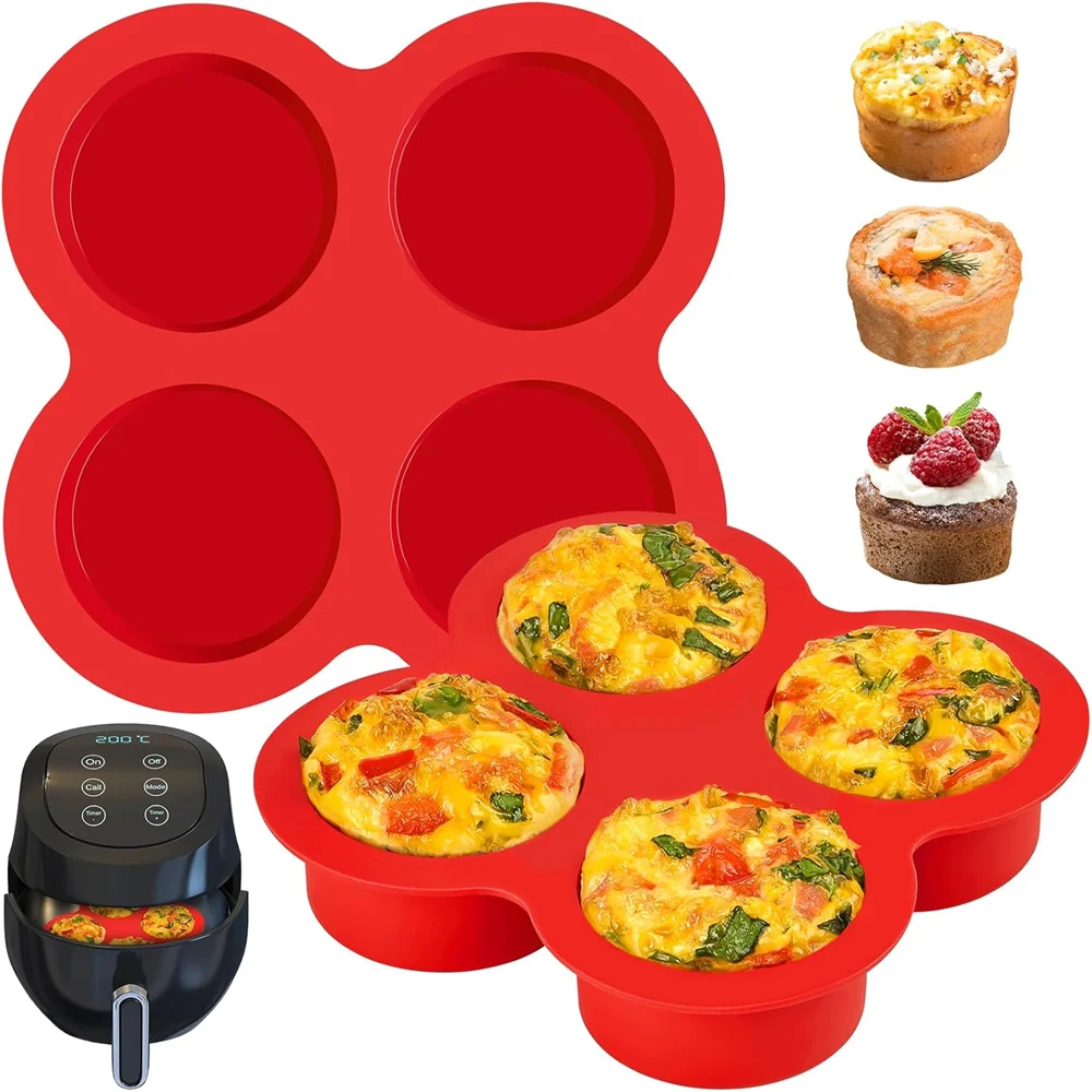 4-Cup Silicone Air Fryer Egg Bite Mould – Non-Stick Muffin & Mini Baking Pan