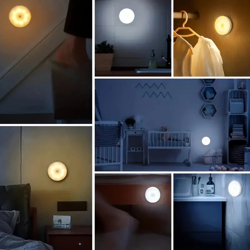 Motion Sensor LED Night Light – Wireless Rechargeable Lamp