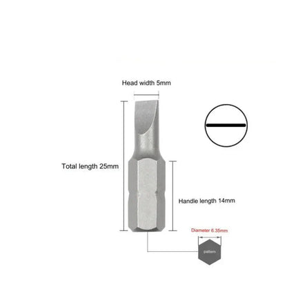 S2 Steel Slotted Screwdriver Bits Set – 1/4" Shank (6 different types available)
