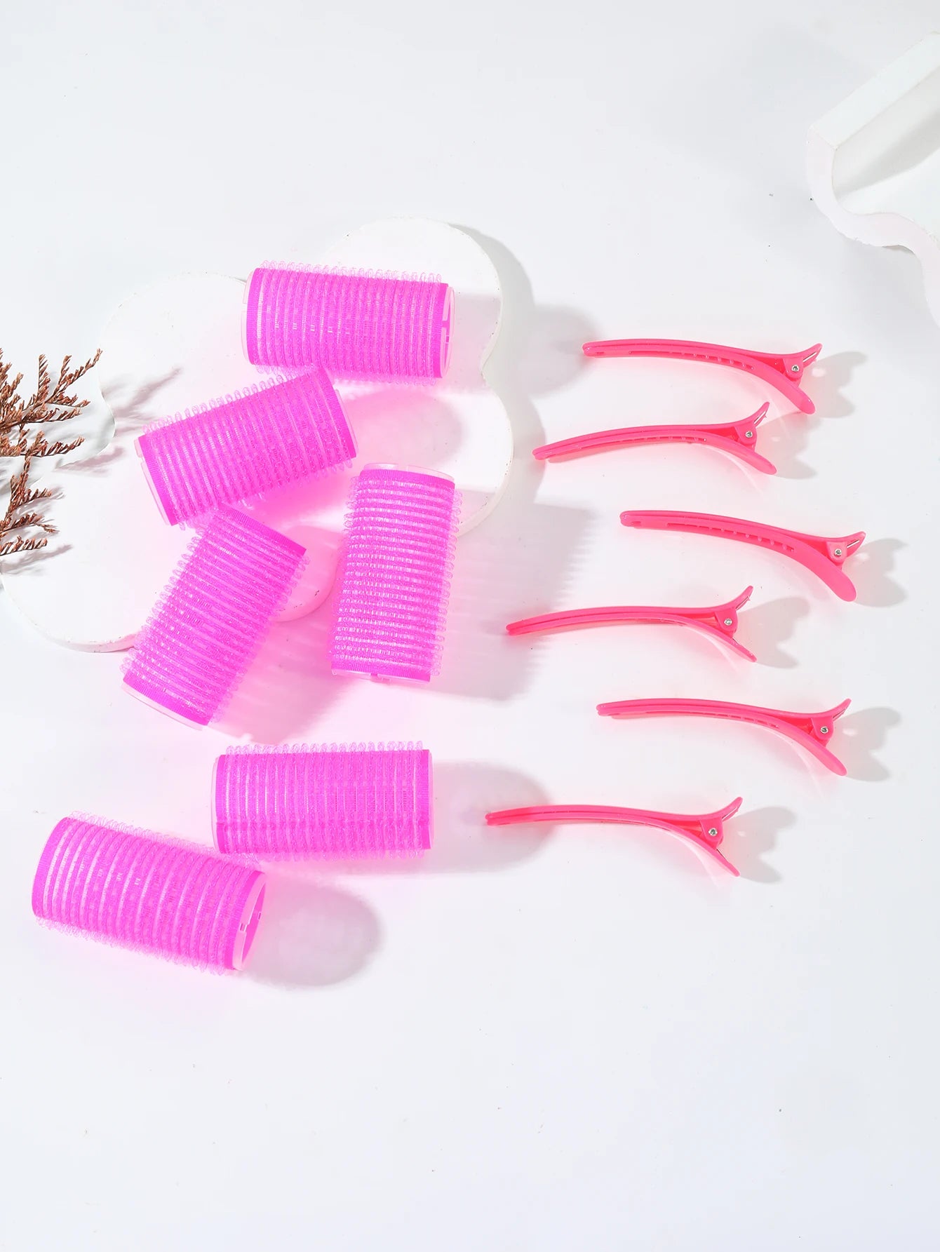 12-Piece Heatless Hair Curler Set – Self-Grip Rollers & Fringe Styling Clips