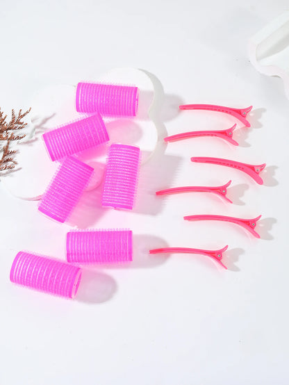 12-Piece Heatless Hair Curler Set – Self-Grip Rollers & Fringe Styling Clips