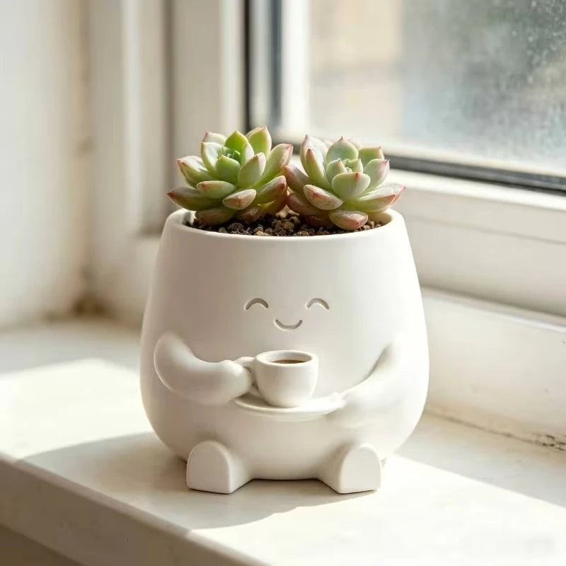 Smiling Mini Plant Pot – Cute Indoor Cactus & Succulent Planter