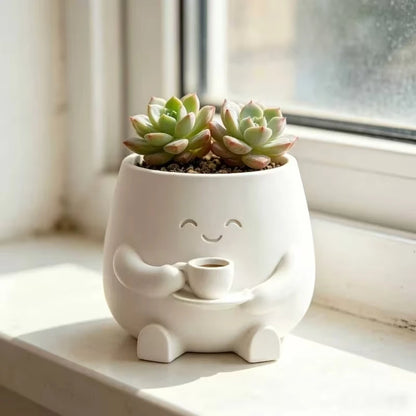 Smiling Mini Plant Pot – Cute Indoor Cactus & Succulent Planter