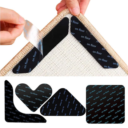 Reusable Anti-Slip Carpet Stickers – Washable Rug Gripper Pads & Anti-Curling Floor Tape