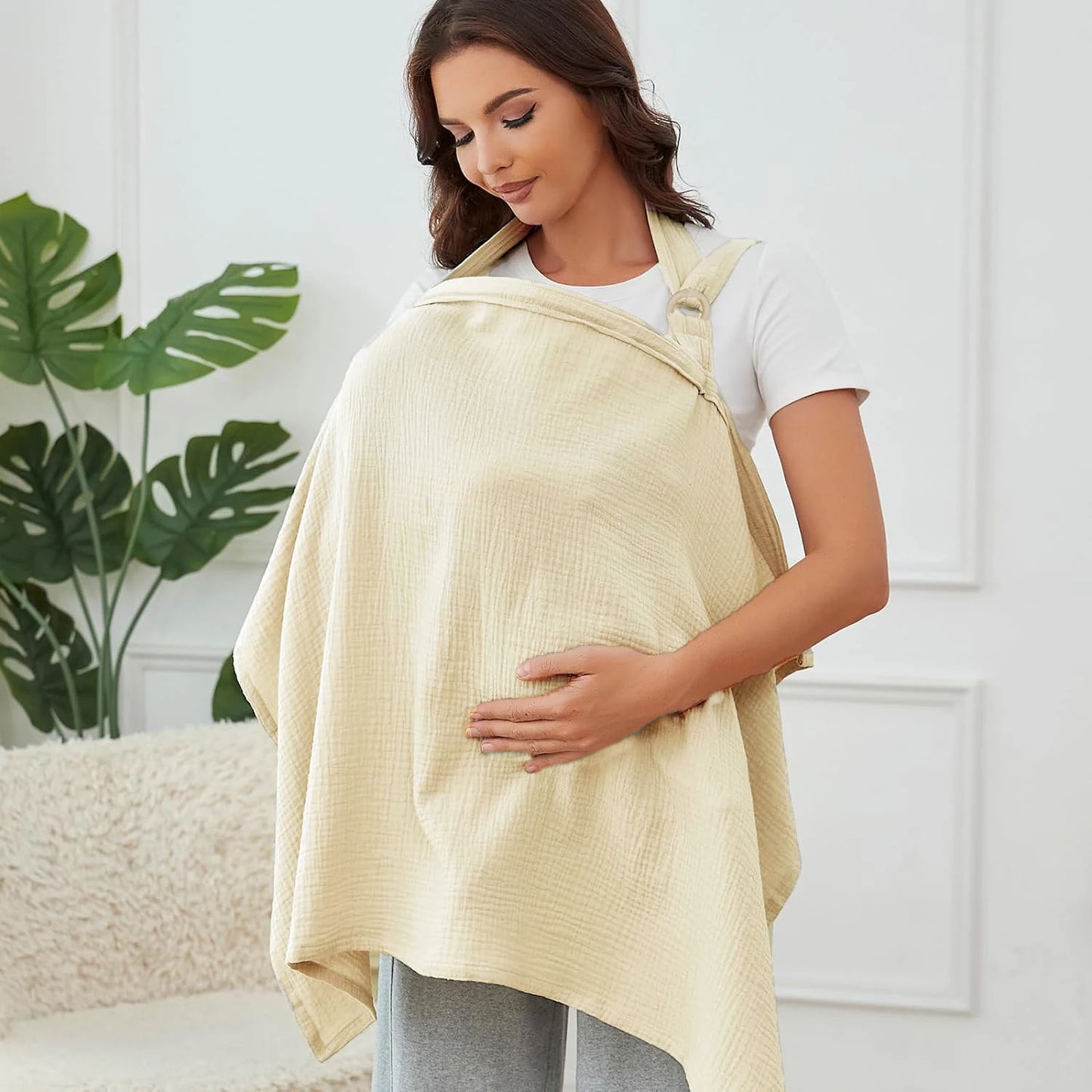 Breathable Muslin Nursing Cover – Arch Neckline Breastfeeding & Baby Cover