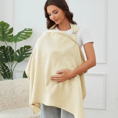 Breathable Muslin Nursing Cover – Arch Neckline Breastfeeding & Baby Cover