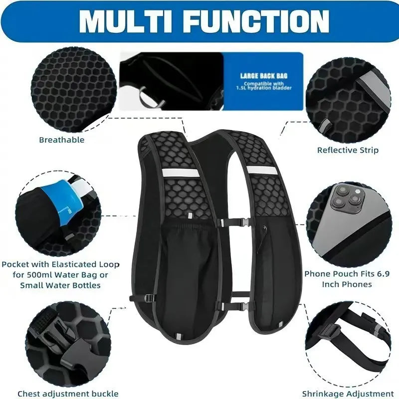 Lightweight Running Hydration Vest – Breathable Sports Backpack for Running, Hiking & Cycling