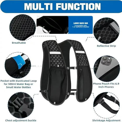 Lightweight Running Hydration Vest – Breathable Sports Backpack for Running, Hiking & Cycling
