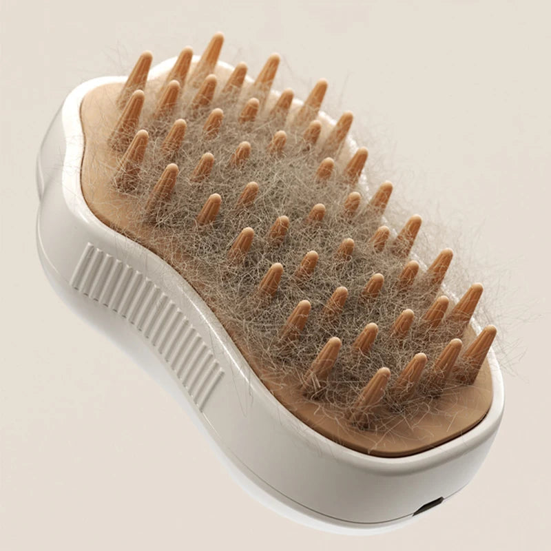 3-in-1 Steam Pet Grooming Brush – Spray, Deshedding & Massage Tool