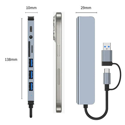 8-in-1 Hub with Card Reader & Audio
