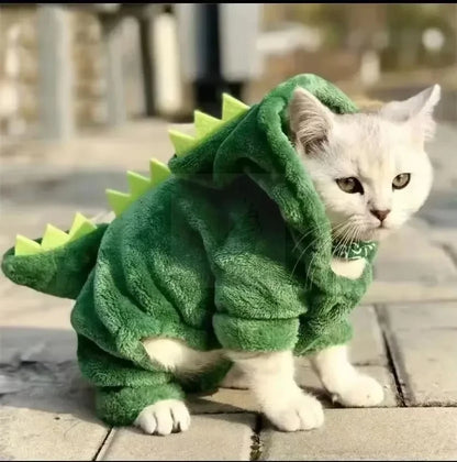 Dinosaur Pet Costume – Warm Fleece Dog & Cat Hoodie Jumpsuit