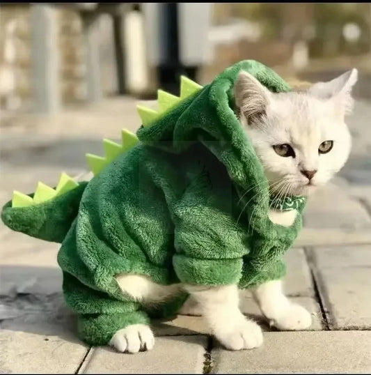 Dinosaur Pet Costume – Warm Fleece Dog & Cat Hoodie Jumpsuit