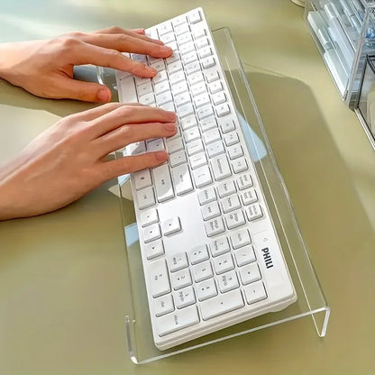 Acrylic Keyboard & Mini PC Stand – Compact 15° Desktop Riser