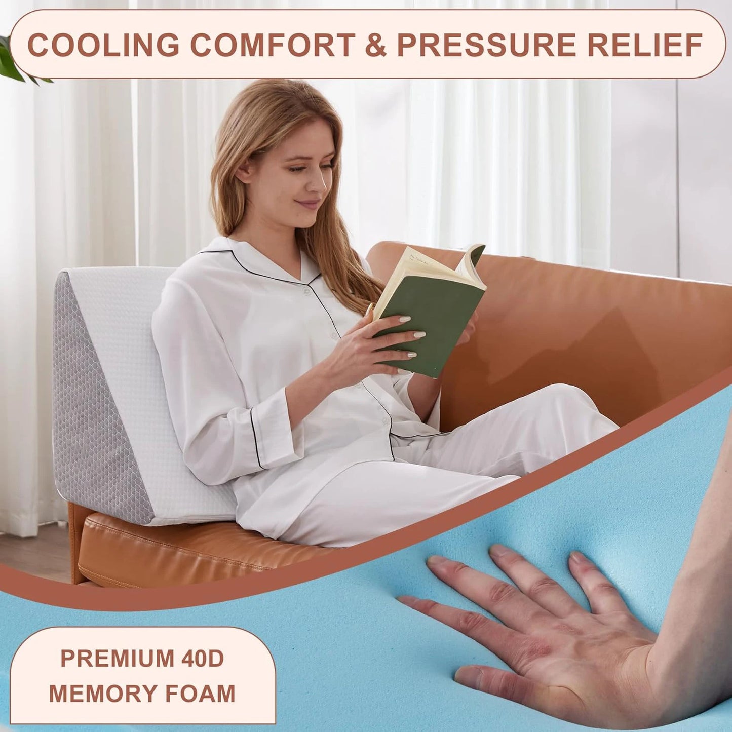 Memory Foam Positioning Wedge Pillow – Body Support Cushion for Sleeping, Leg, Knee & Back Comfort